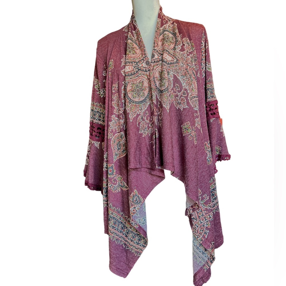 Roommates maroon paisley print shrug/cardigan size 2X